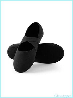 Women Leather Full Sole Mesh Ballet Dance Shoes Beginner Soft Comfortable